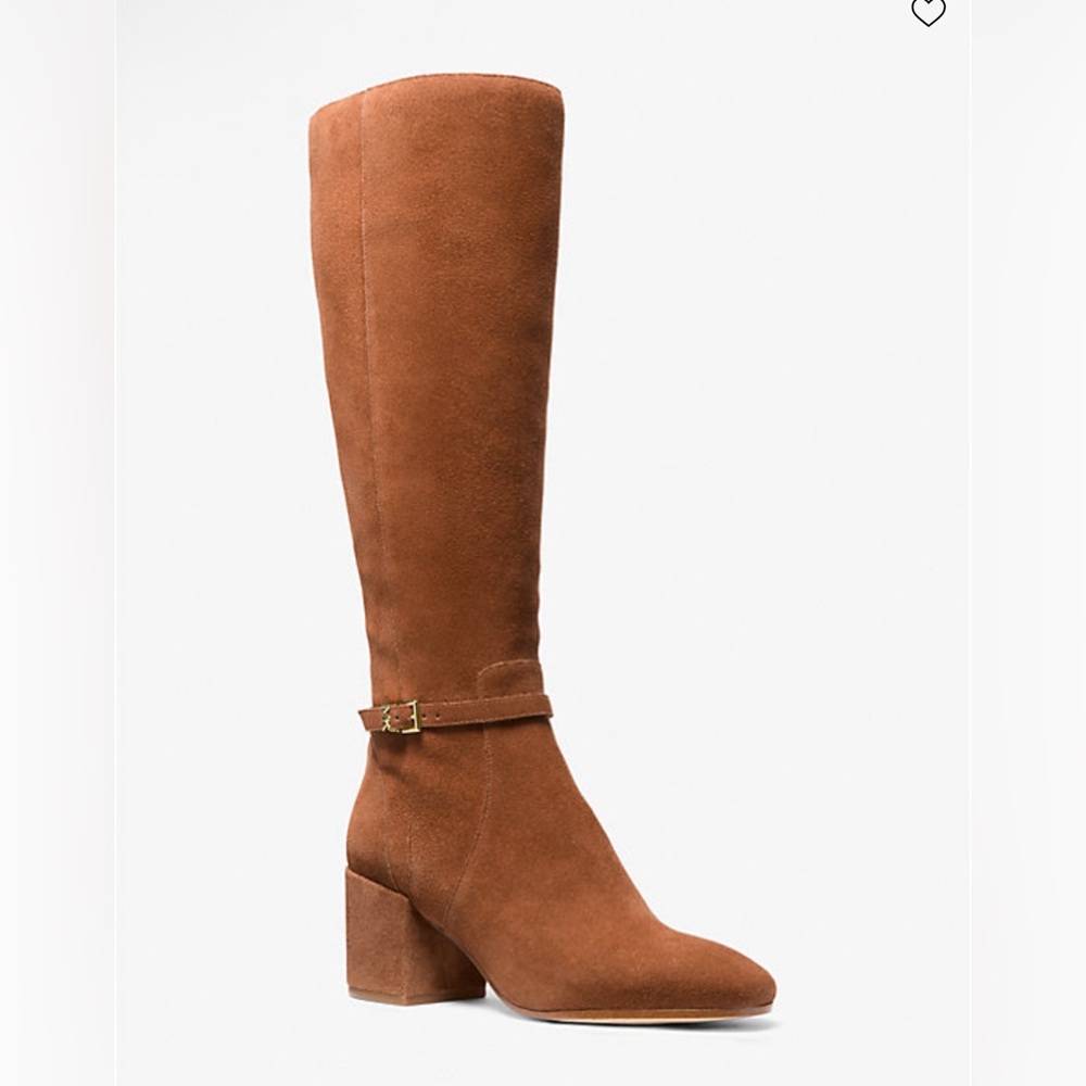 Michael Kors Suede Knee High Boots with Block Heel